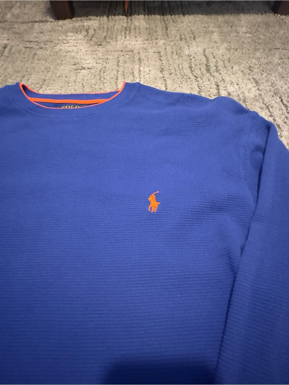 Polo by Ralph Lauren Blue Crewneck with Orange Trim